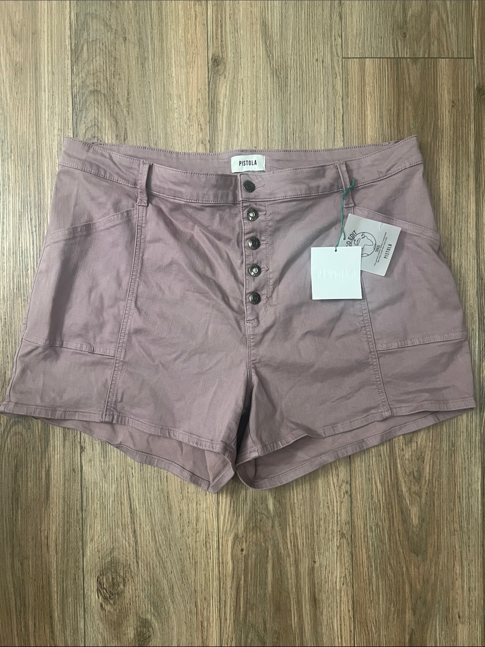 pistola High-Waist Lilac Dust Button-Front Shorts Size 20 NWT